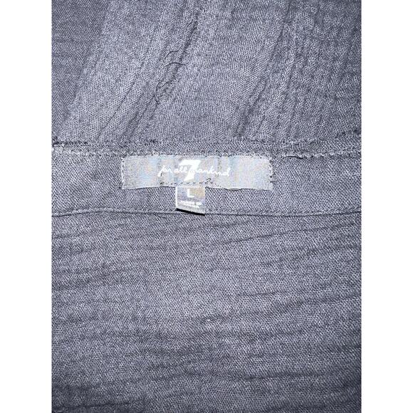 7 For All Mankind Top Women's L Black Oversized Long Sleeve Raw Hem Henley Shirt - Picture 8 of 10